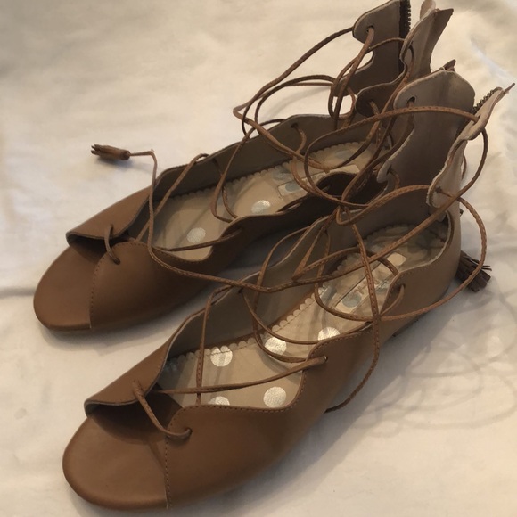 Boden Women’s Leather Open Toe Lace Up Tassel Sandal Size EU 39 Tan Brown - Picture 3 of 12